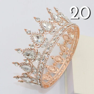 Corona de reina barroca de cristal para mujer tiara de boda con estrás coronas de princesa Foto 1 de 4