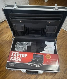 18 Inch Locking Briefcase - Combination Lock Hard Laptop Case w/Strap - Black - Picture 1 of 5