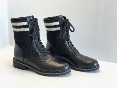 Botas Rubias Para Mujer Cuero Negro Impermeable Con Cordones Calcetín de Combate Botín Talla 6 M Foto 1 de 4