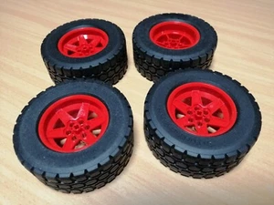 LEGO Technic 4 Stück Reifen 94.3 x 38R rote Felge / TECHNIK Sammlung - Bild 1 von 6