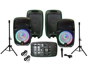 MR DJ PBX210COMBO Portable all in One PA/DJ System 2X 10" 3000W Bluetooth Active - Picture 1 of 10