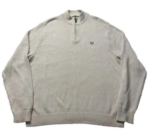 Chaps 1/4 Zip Pullover Sweater Men’s 2XL Beige Cream Hipster Casual Solid Dad - Picture 1 of 12