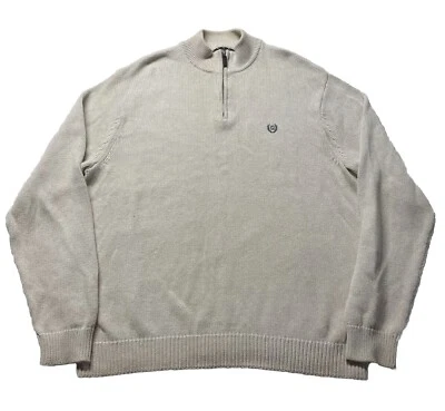 Chaps 1/4 Zip Pullover Sweater Men’s 2XL Beige Cream Hipster Casual Solid Dad - Image 1 of 4