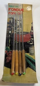 Juego de 4 horquillas de fondue vintage de acero inoxidable NOS embalaje original Japón - Imagen 1 de 7
