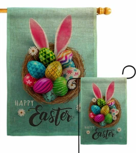 Conejito Huevos de Pascua Arpillera Jardín Bandera Primavera Regalo Decorativo Patio Banner - Imagen 1 de 19