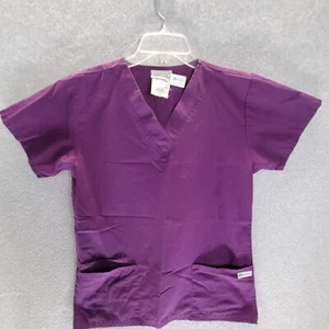 UA Scrubs Women Scrub Top Small Purple Short Sleeve V Neck Pockets Pullover - Picture 1 of 9