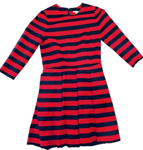 Women's Gap Striped Midi Dress Red Blue Size 2 Fit Flare Junior 3/4 sleeve - Imagen 1 de 8