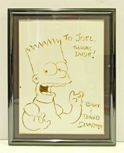 Dibujo a tinta Matt Groening Bart Simpson "A Joel, gracias tipo Bart y David... - Imagen 1 de 4