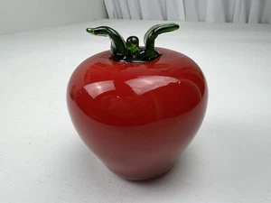 Vintage Italian Murano Blown Glass Candy Apple Red Glossy Fruit Art Teacher Gift - Picture 1 of 5