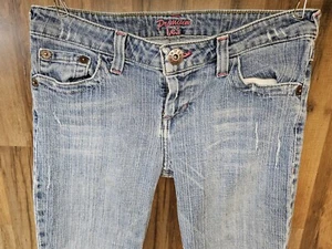 Vintage Y2k Lei Premium Low Rise Flare Jeans Size 5 Distressed 32" Inseam - Picture 1 of 15