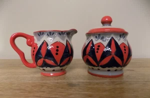 Cream & Sugar Set Ceramic Painted Kitchen Counter Table Home Decor New - Picture 1 of 10