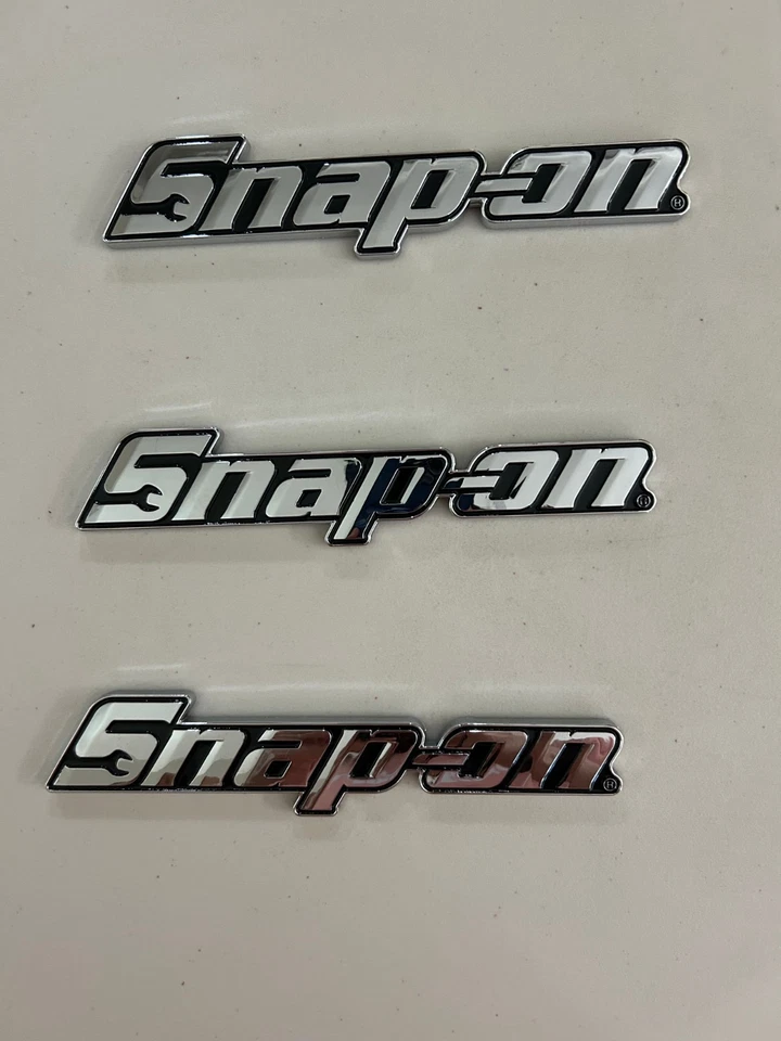 3PCs SNAP-ON TOOL BOX LOGO EMBLEM Chrome Silver Badge Decal 8" INCH LONG - NEW - image 1 of 4