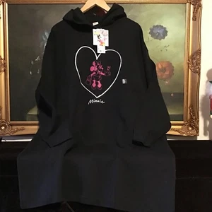 NWT Uniqlo WOMEN MICKEY ART KATE GIBB HOODED SWEAT LONG-SLEEVE DRESS Black XL - Picture 1 of 4