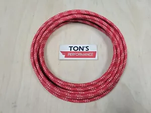 10 feet Vintage Braided Cloth Covered Primary Wire 12 GA gauge Red w/ 3 White - Picture 1 of 2