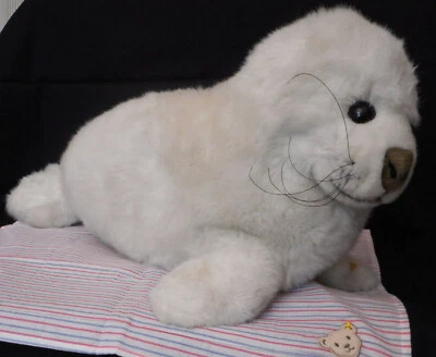 Steiff riesiger Heuler "Issy" 063190 Webpelz weiß 1A süß 50cm KF   S E L T E N - Bild 1 von 4