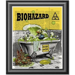 Impresión artística de pato de goma zombi en página de libro de diccionario arte de pared decoración de baño - Imagen 1 de 5