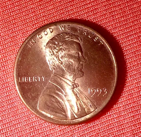 1993 Lincoln Penny - RARE - No Mint Mark Full Steps Reverse Side Cover