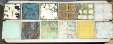 12 Sq ft Antique Shabby Tin Ceiling 12" x 12" Ceiling Tin Panels VTG Old 396-24B