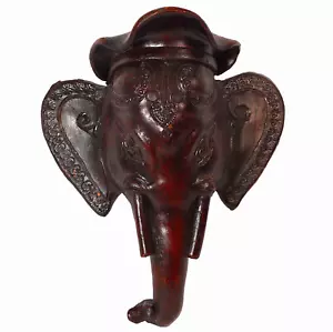 Vintage handgeschnitzter Elefant aus Holz Wandhalterung Pflanzenhalter MCM Siam - Bild 1 von 6
