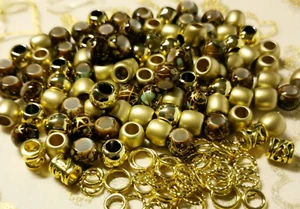 170 Mottled Bronze Spacer & Gold Spacers 10mm (155) & alloy spacers 3/4 mm hole - Picture 1 of 3
