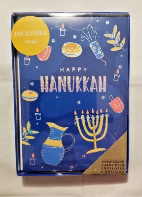 Hanukkah Greeting Cards Boxed Set of 14 + Envelopes 3 Designs General - Image 1 of 3