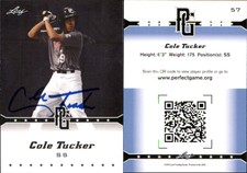 Cole Tucker Signed 2013 Leaf Perfect Game #57 Card Auto AU