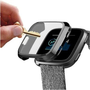 Funda protectora de pantalla de poliuretano termoplástico de silicona para Fitbit Versa negra - Imagen 1 de 1
