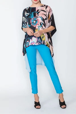 Poncho Floral Alto-Bajo Colección IC Con Contraste Talla M $198 Nuevo Con Etiquetas Foto 1 de 4