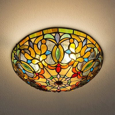 Tiffany Ceiling Lights, Stained Glass Ceiling Light 3-Lights 16 Inch Tiffany ... - Image 1 of 4