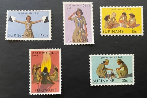 Suriname Stamps 1961 - Girl Scouts - Scott #B80-B84 Mint Never Hinged Cover