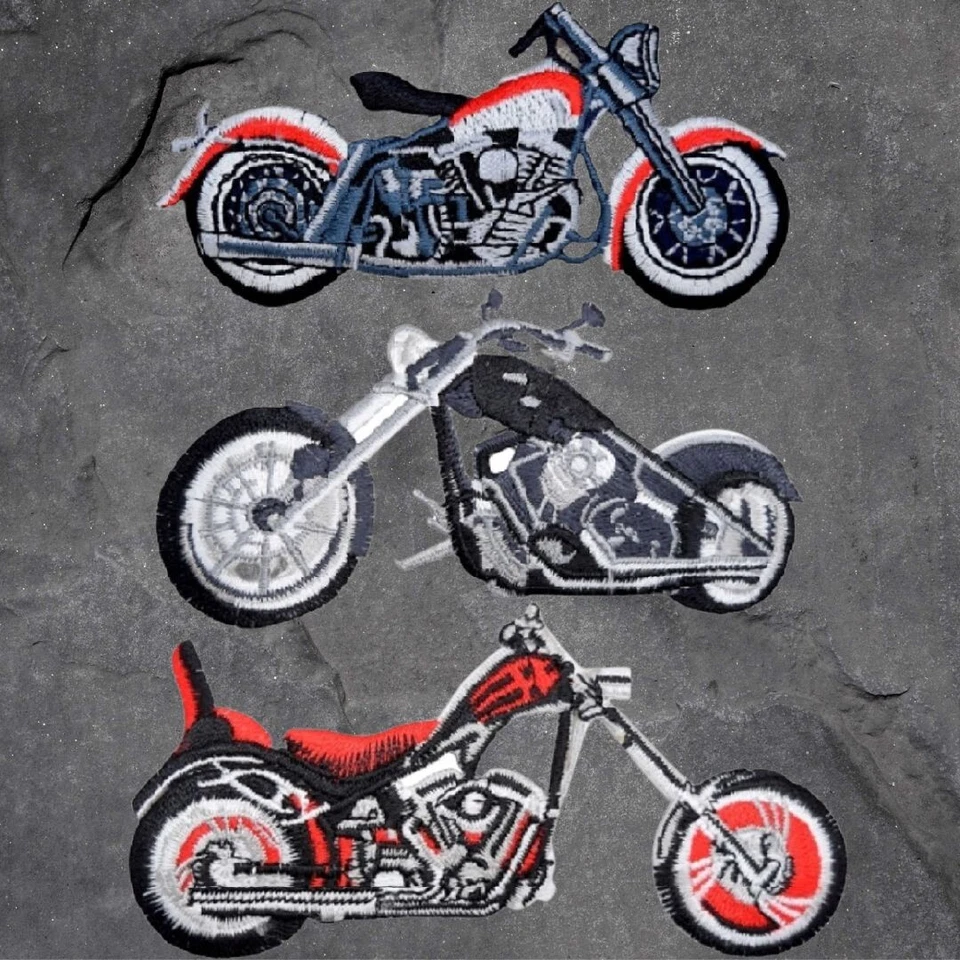 Motorcycle  Patch Set - Biker, Chopper, Cruiser, Biker Badge(Iron On) - Image 1 of 1
