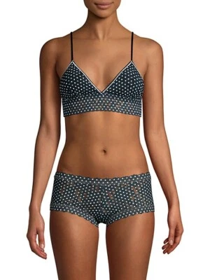 Bralette y pantalón corto acolchado Hanky Panky Snowfall negro blanco firma de encaje - S Foto 1 de 4