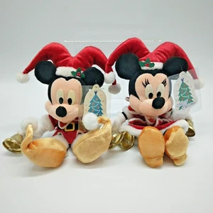 Tokyo Disneyland Christmas/Festive Mickey & Minnie Mouse Plush 11.5" w/Tags - Picture 1 of 23
