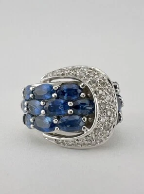 Anillo Cinturón Sonia Bitton Oro Blanco 14K Diamantes Naturales y Zafiros Foto 1 de 4