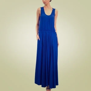 NWT BGL Blue Sleeveless Maxi Dress Adjustable Waist Designer Beach US 4 EUR 34 - Picture 1 of 13