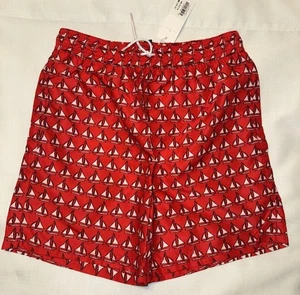 Janie And Jack Boys Size 14 Swim Shorts Red Sailboat Print UV Recycled JJ 22 New - Picture 1 of 7