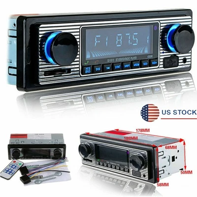 Reproductor de radio estéreo MP3 en el tablero para automóvil con salida Bluetooth de 4 canales FM USB/SD/AUX y control remoto Foto 1 de 4