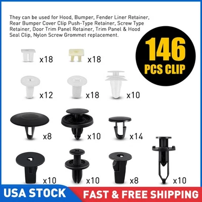 146 PIEZAS Para Toyota Guardabarros Capó Parachoques Clip de Borde、Surtido de Sujetadores de Retenedor Foto 1 de 4