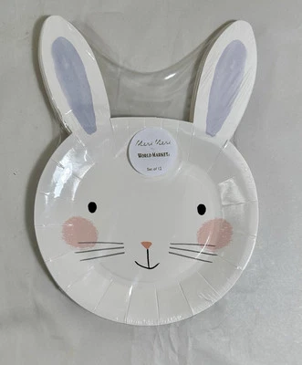 World Market MERI MERI Bunny Rabbit Shaped Paper Plates 12 Count - SEALED, NEW - Image 1 of 4