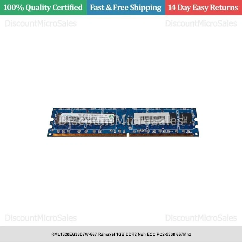 RML1320EG38D7W-667 Ramaxel 1GB DDR2 Non ECC PC2-5300 667Mhz - Image 1 of 1