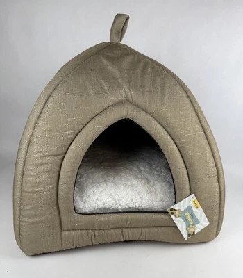 NEW Pet Tent Bed 16” Small Dog Or Cat Little Paws Acres Soft Chenille Cushion - Image 1 of 4