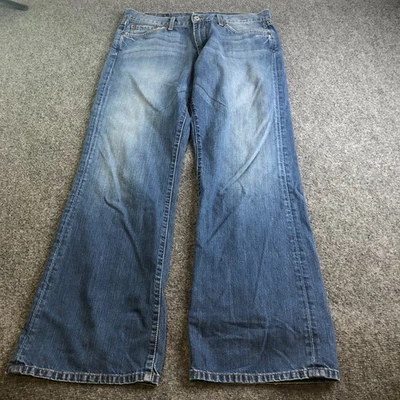 Calça Masculina Y2K Lucky Brand Baggy 32x32 Azul Vintage Desbotada Fabricada nos EUA - Imagem 1 de 4