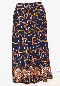 Gonna midi August in seta plissettata blu marrone stampa diamanti taglia:M - Foto 1 di 6