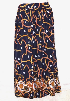 Falda midi August seda plisada azul marrón estampado de diamantes talla: M Foto 1 de 4