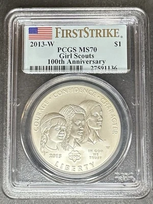 2013-W Girl Scouts Dollar PCGS MS-70, Buy 3 Items, Get $5 Off! - Image 1 of 2