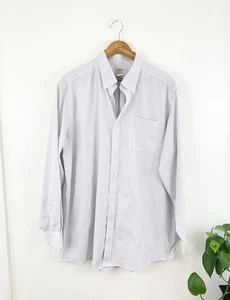 LL Bean 17.5 36 Blue White Stripe Button Down Shirt Men’s Long Sleeve  - Picture 1 of 4
