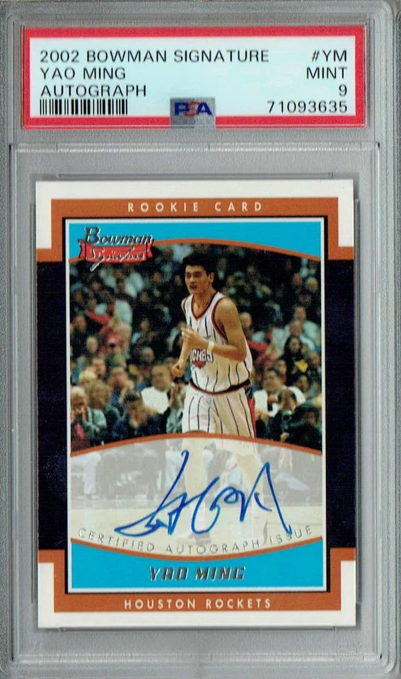 PSA 9 MINT Yao Ming 2002 Bowman Signature #YM Rookie Card Auto - Image 1 of 1