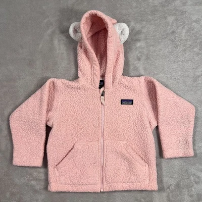 Suéter Patagonia Niñas Pequeñas Talla 2T Rosa Sherpa Vellón Oso de Peluche Orejas Suave Foto 1 de 4