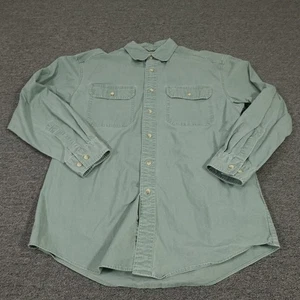 LL Bean Shirt Mens Medium Green Traditional Fit Long Sleeve Button Front Cotton - Picture 1 of 8