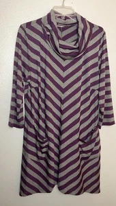 Avenue Purple & Gray Cowl Neck Top Tunic/Dress, Size 16 , 3/4 Sleeve - Picture 1 of 5